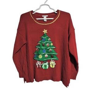 Reference Point Christmas Holiday Sweater Christmas Tree on front Plus Size 2X